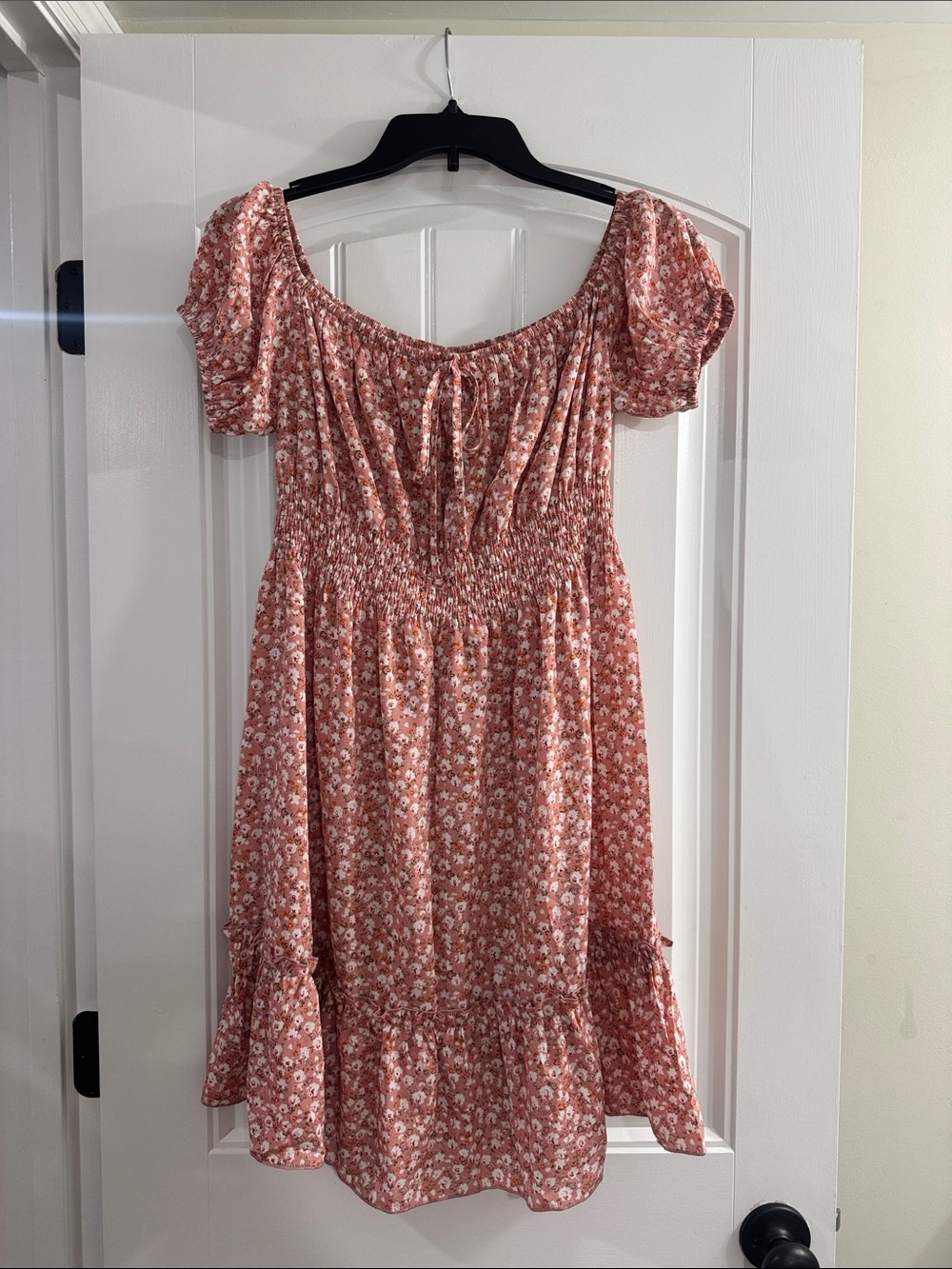 Floral Off-Shoulder Smocked Women’s Dress - Dusty Rose
